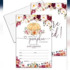 Floral Pumpkin Baby Shower Invitations 25ct